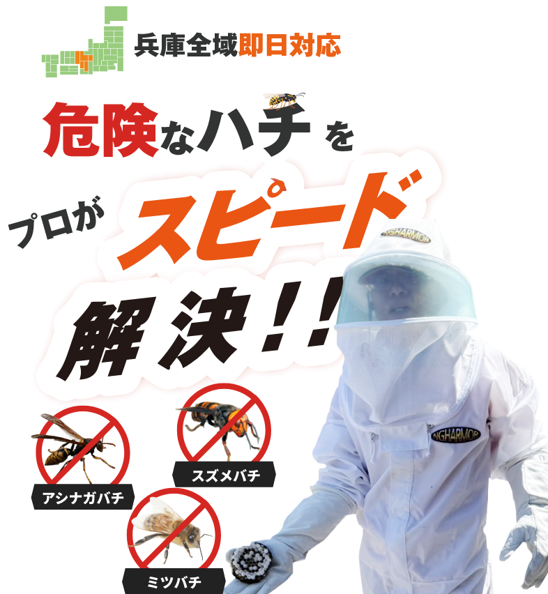 関西全域即日対応　危険なハチをプロがスピード解決！！